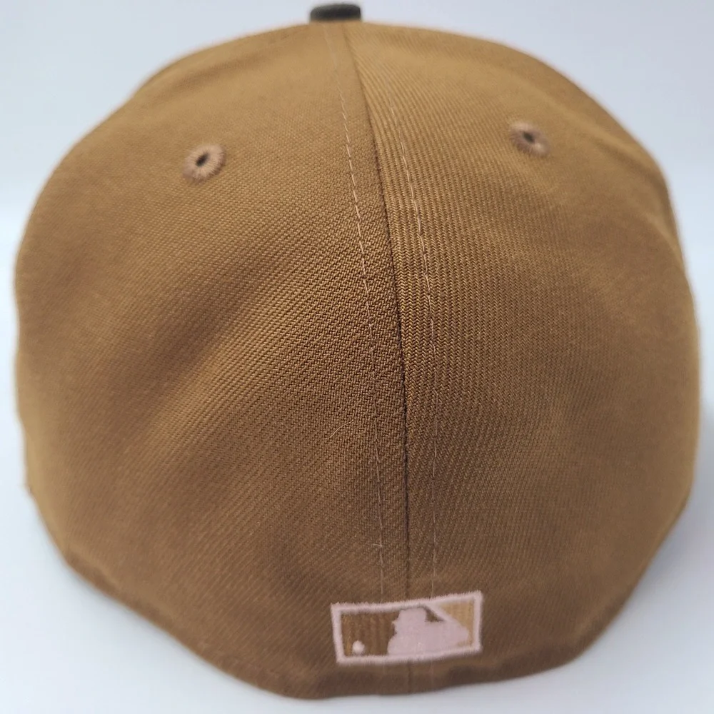 Texas Rangers Hat Fitted 7 3/4 New Era 59Fifty Brown Pink American League Patch